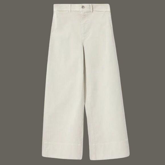 Everlane The Lightweight Crop Chino Pants Womens Sz 2 High Rise Wide Leg Beige - Picture 1 of 13